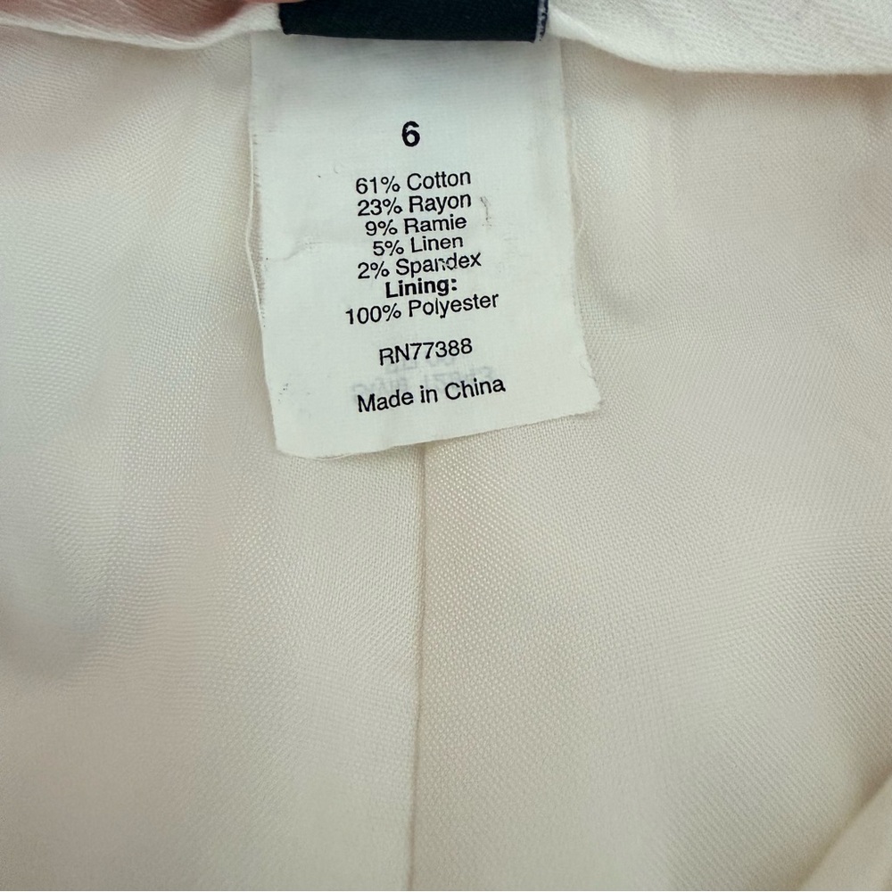 J. Crew Cream Linen Blend Trousers | Button Waist Detail | Favorite Fit - Picture 6 of 13